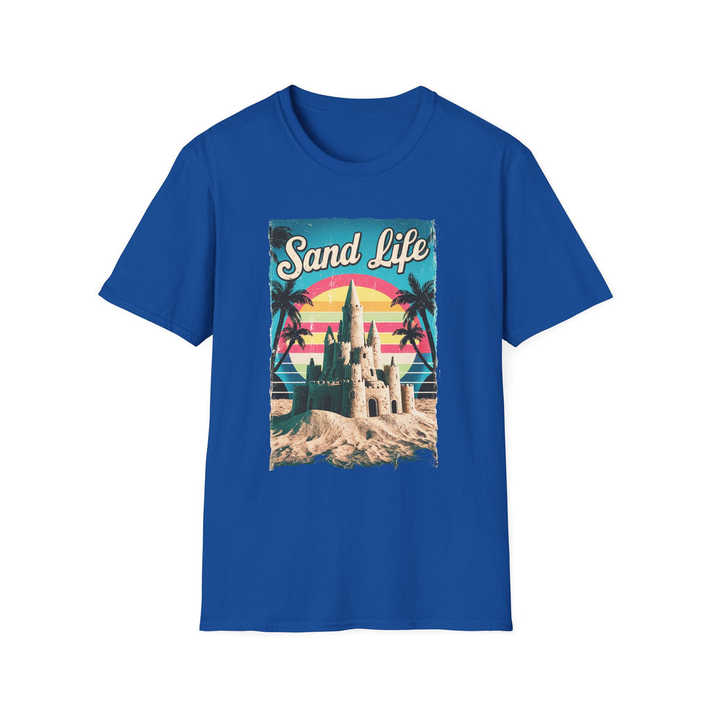 Sand Life Vintage Beach T-Shirt — Retro Sunset Sandcastle Graphic