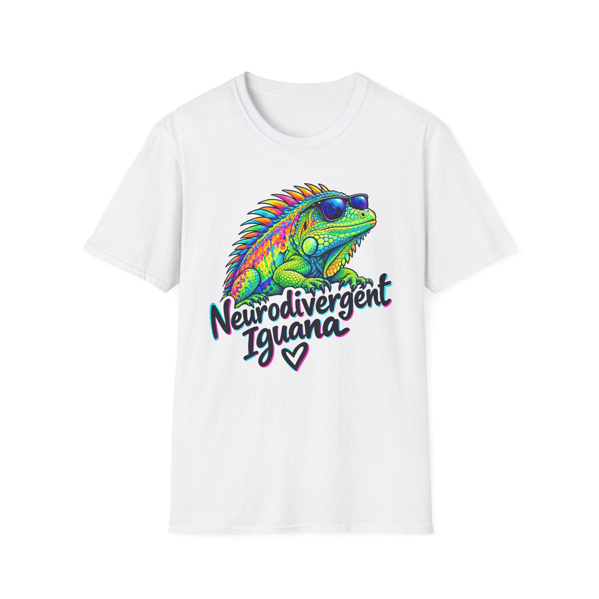 Neurodivergent Iguana T-Shirt – Colorful Pride Lizard Tee for Neurodiversity Awareness