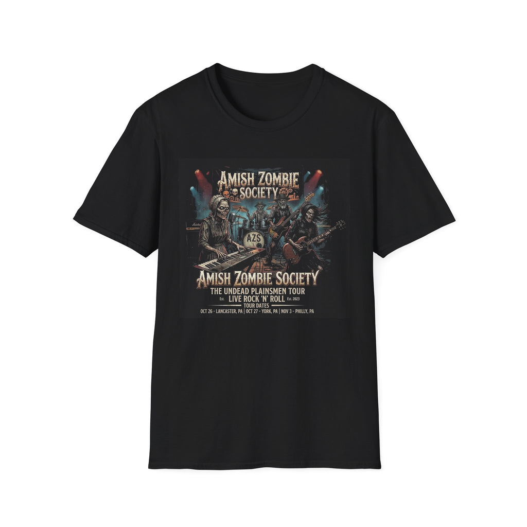 Amish Zombie Society Band Tee — Retro Horror Rock T-Shirt