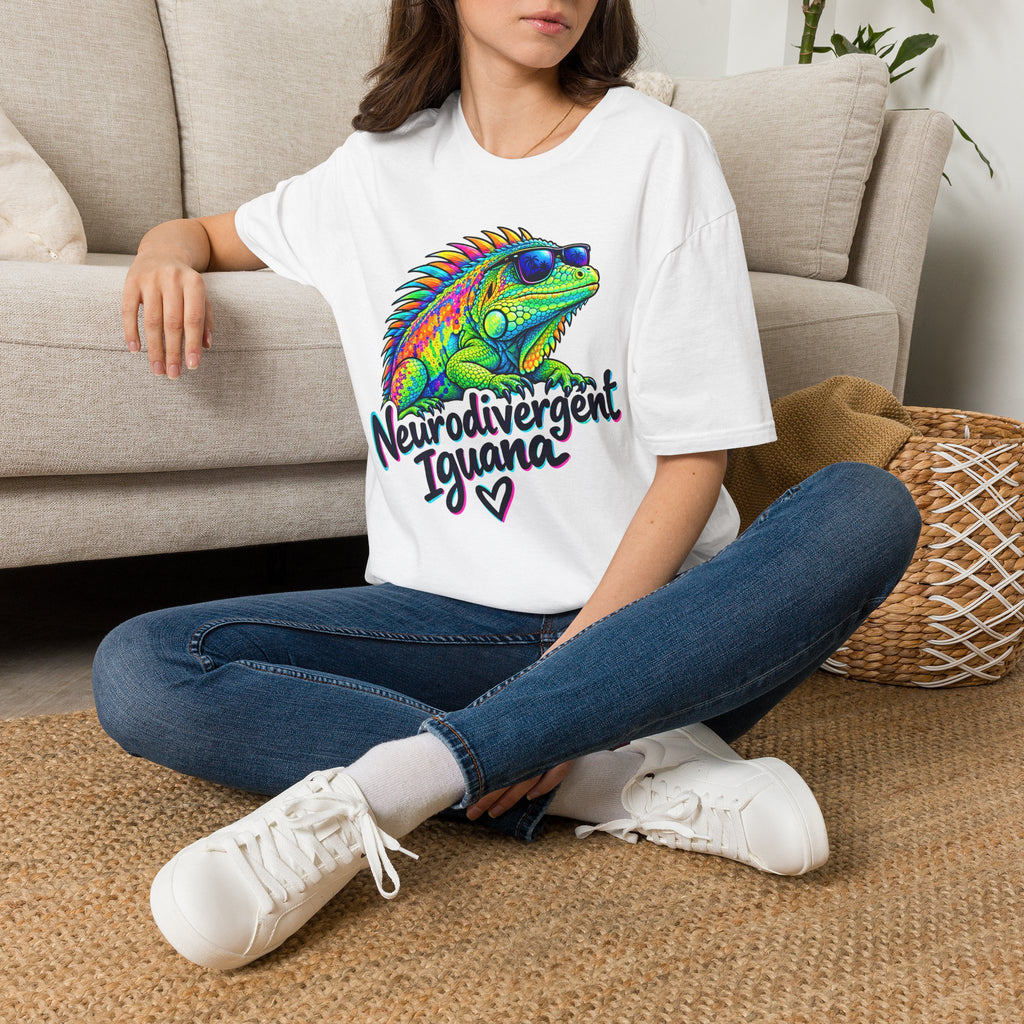 Neurodivergent Iguana T-Shirt – Colorful Pride Lizard Tee for Neurodiversity Awareness