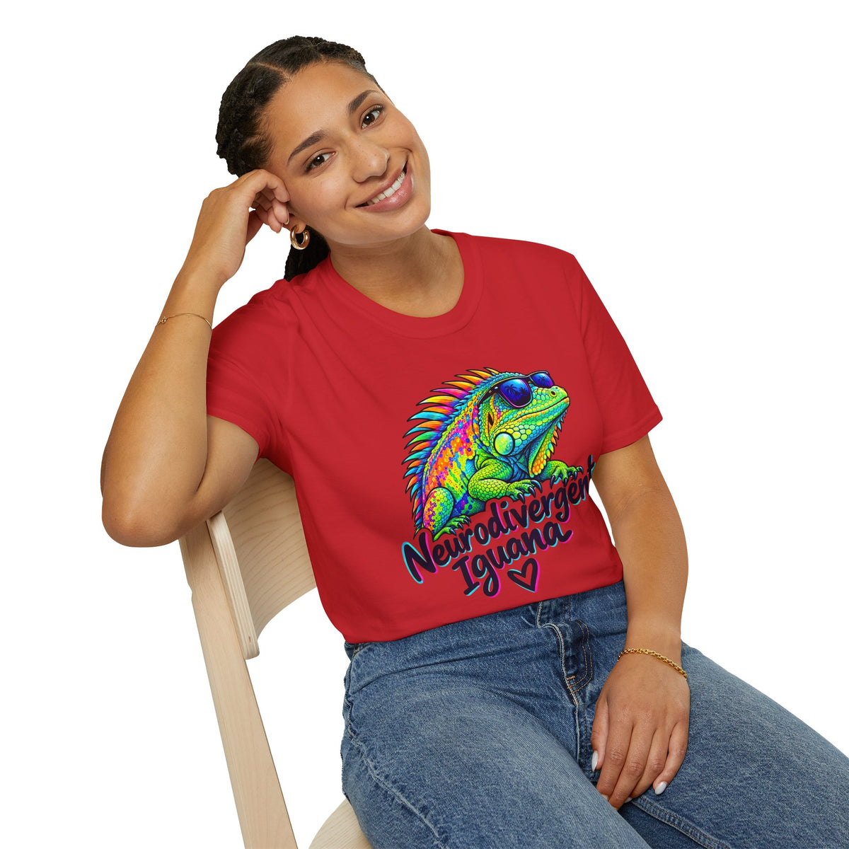 Neurodivergent Iguana T-Shirt – Colorful Pride Lizard Tee for Neurodiversity Awareness
