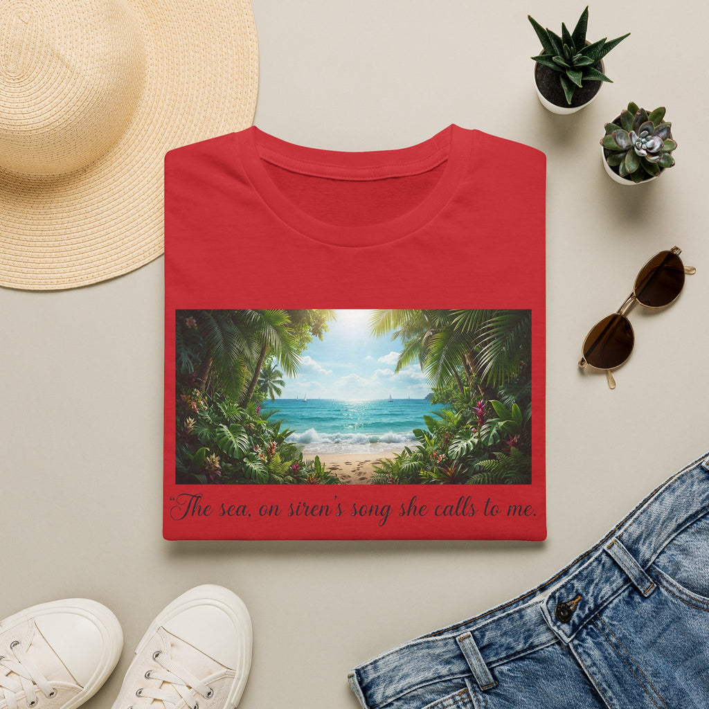 Beachscape T-Shirt — "The sea, an siren's song she calls to me" Scenic Coastal Tee