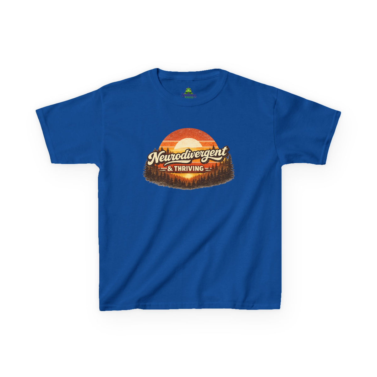 Kids T-Shirt — "Neurodivergent & Thriving" Retro Sunset Design