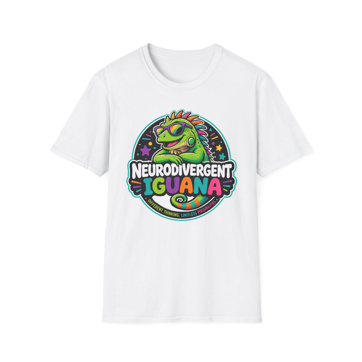 Neurodivergent Iguana T-Shirt — Colorful Pride Graphic Tee