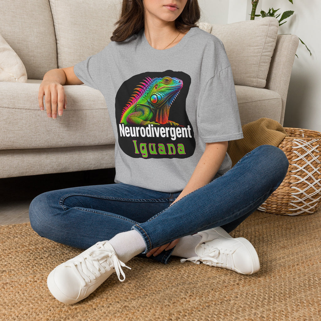 Neurodivergent Iguana T-Shirt — Colorful Rainbow Iguana Tee
