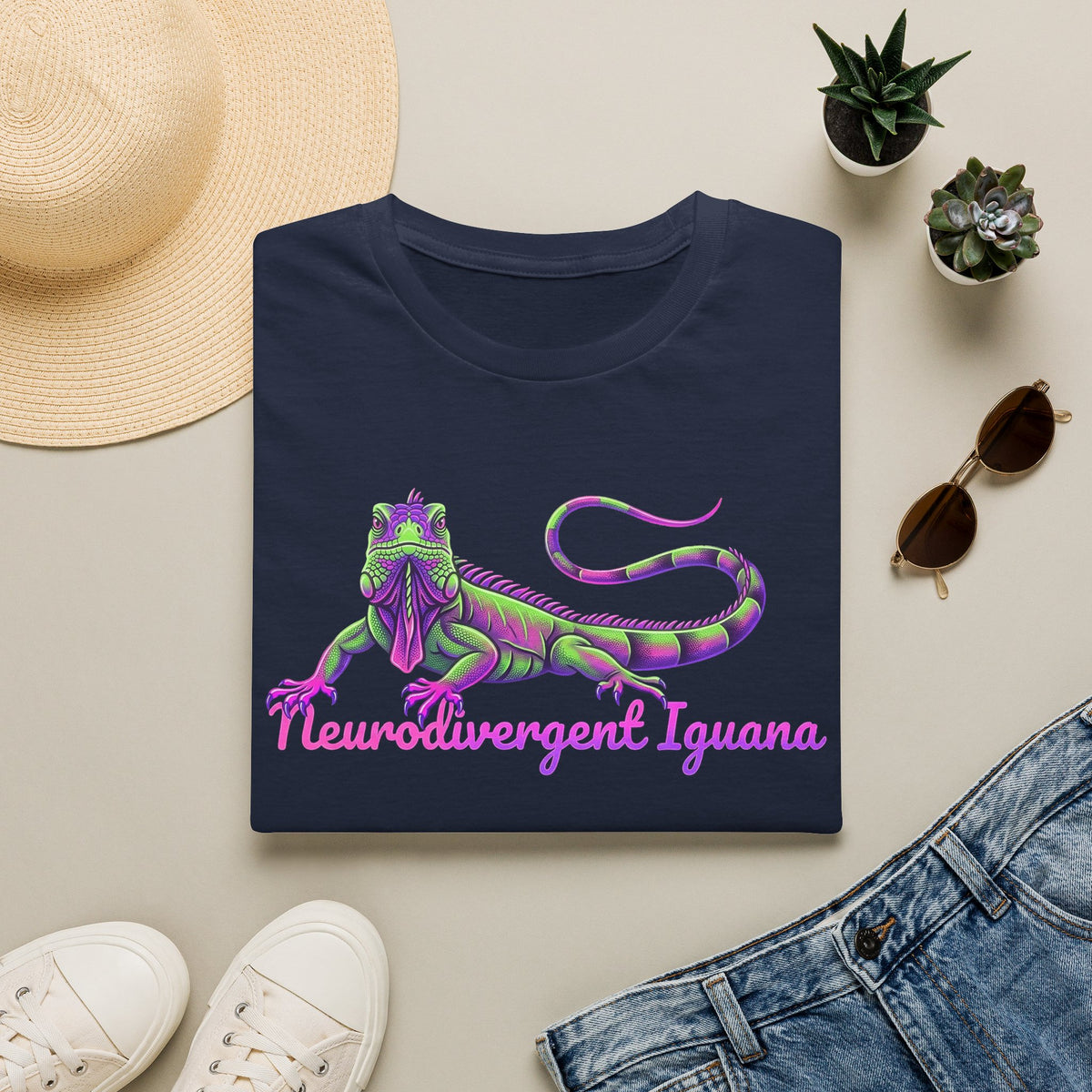Neurodivergent Iguana T-Shirt — Colorful Pride Lizard Tee