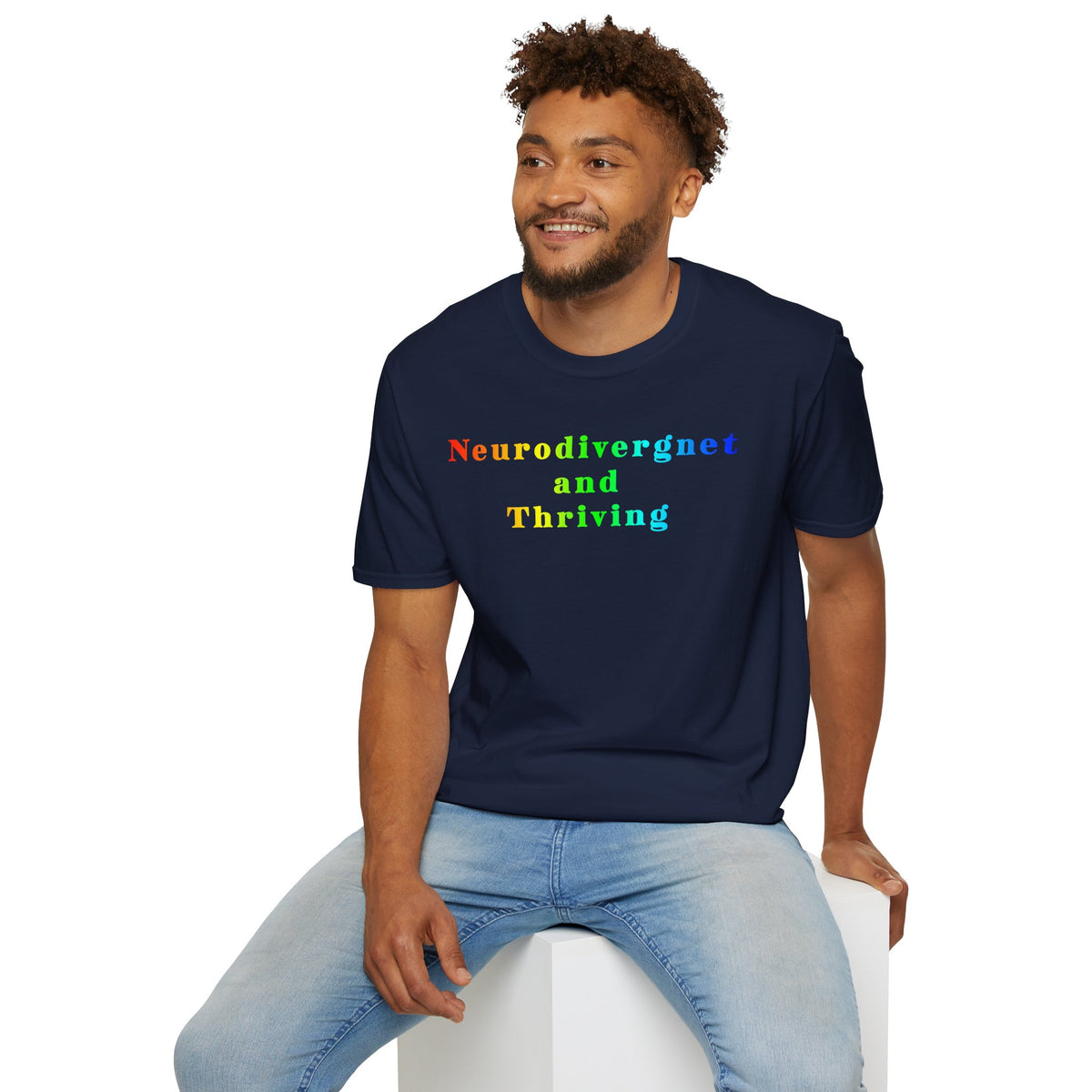 Neurodivergent and Thriving T-Shirt – Rainbow Pride Neurodiversity Tee