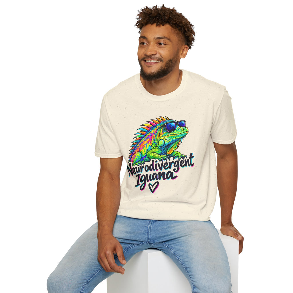 Neurodivergent Iguana T-Shirt – Colorful Pride Lizard Tee for Neurodiversity Awareness