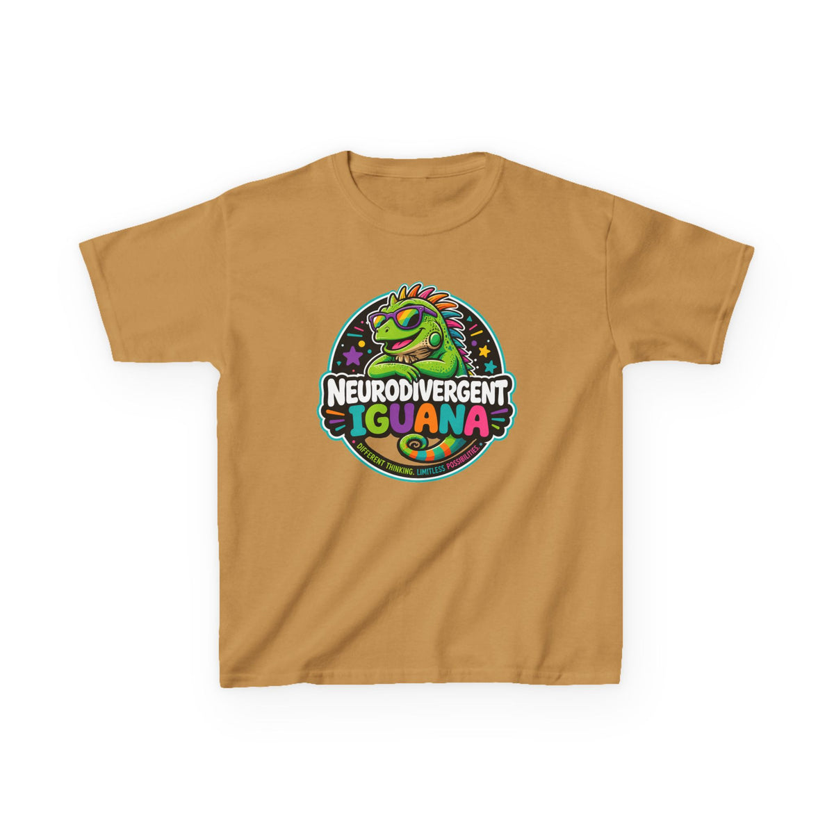 Kids T‑Shirt — "Neurodivergent Iguana" Colorful Pride Tee