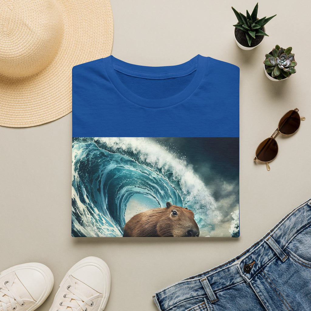 Capybara Surfing Wave T-Shirt — Funny Animal Surf Tee