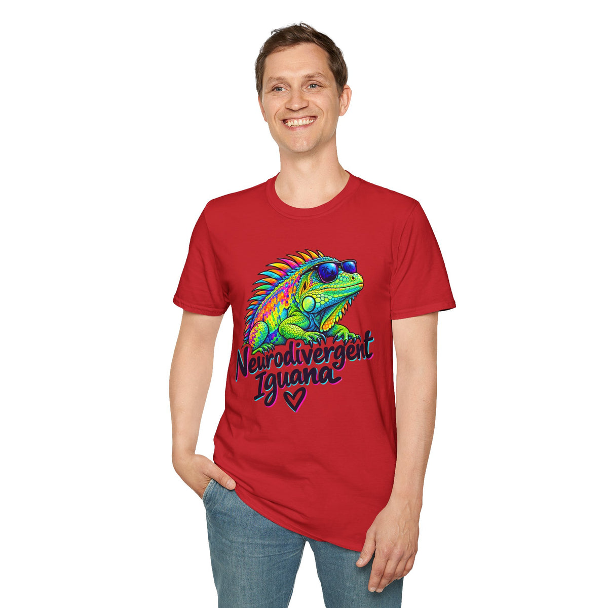 Neurodivergent Iguana T-Shirt – Colorful Pride Lizard Tee for Neurodiversity Awareness