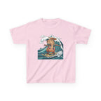 Kids Surfing Bear Graphic Tee — Cute Adventure Whale-Wave Design