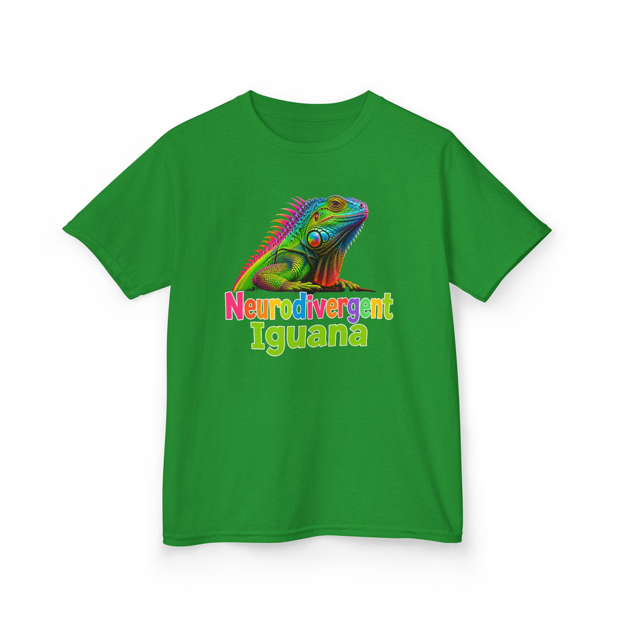 Kids T‑Shirt — Colorful "Neurodivergent Iguana" Graphic Tee