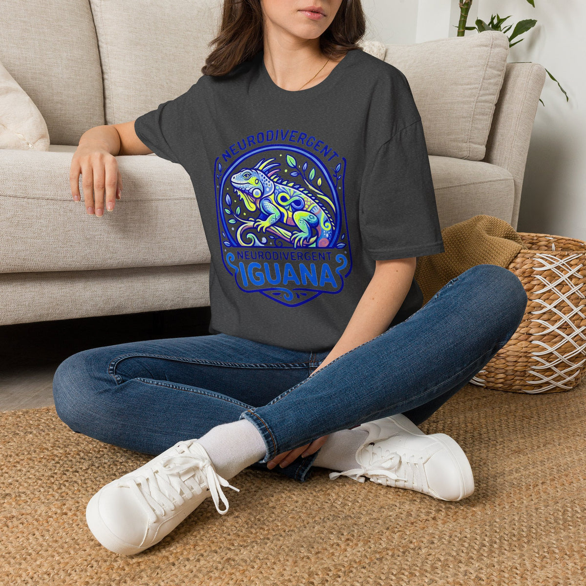 Neurodivergent Iguana T-Shirt — Colorful Pride Design for Neurodiversity Awareness