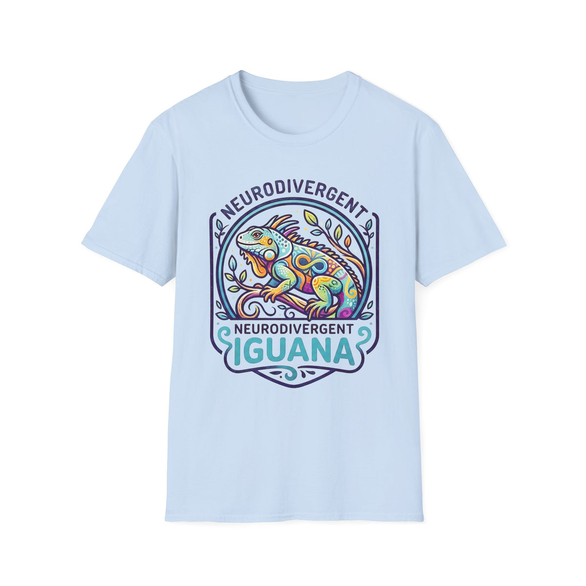 Neurodivergent Iguana T-Shirt — Colorful Pride Design for Neurodiversity Awareness