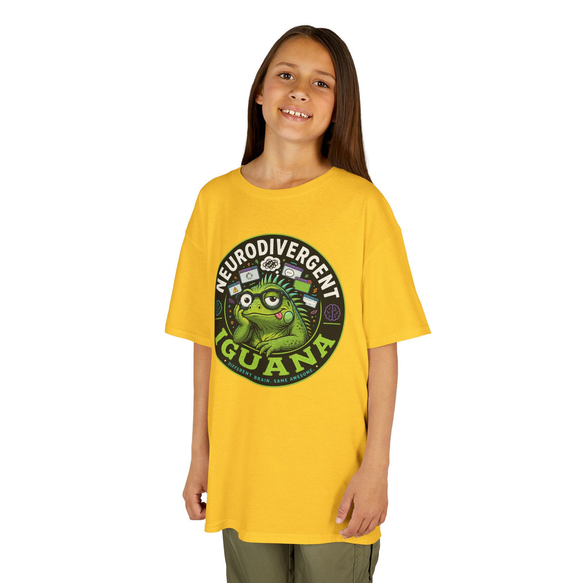 Kids T‑Shirt — "Neurodivergent Iguana" Graphic Tee