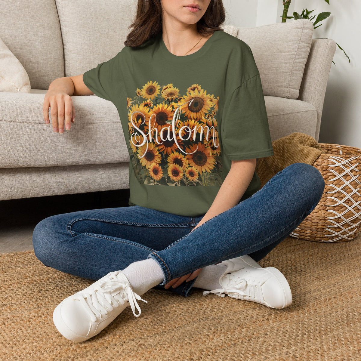 Shalom Sunflowers T-Shirt — Floral Peace Tee