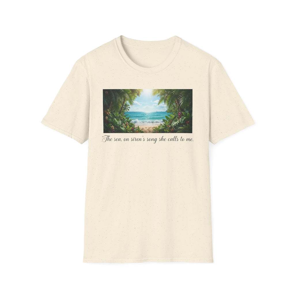 Beachscape T-Shirt — "The sea, an siren's song she calls to me" Scenic Coastal Tee