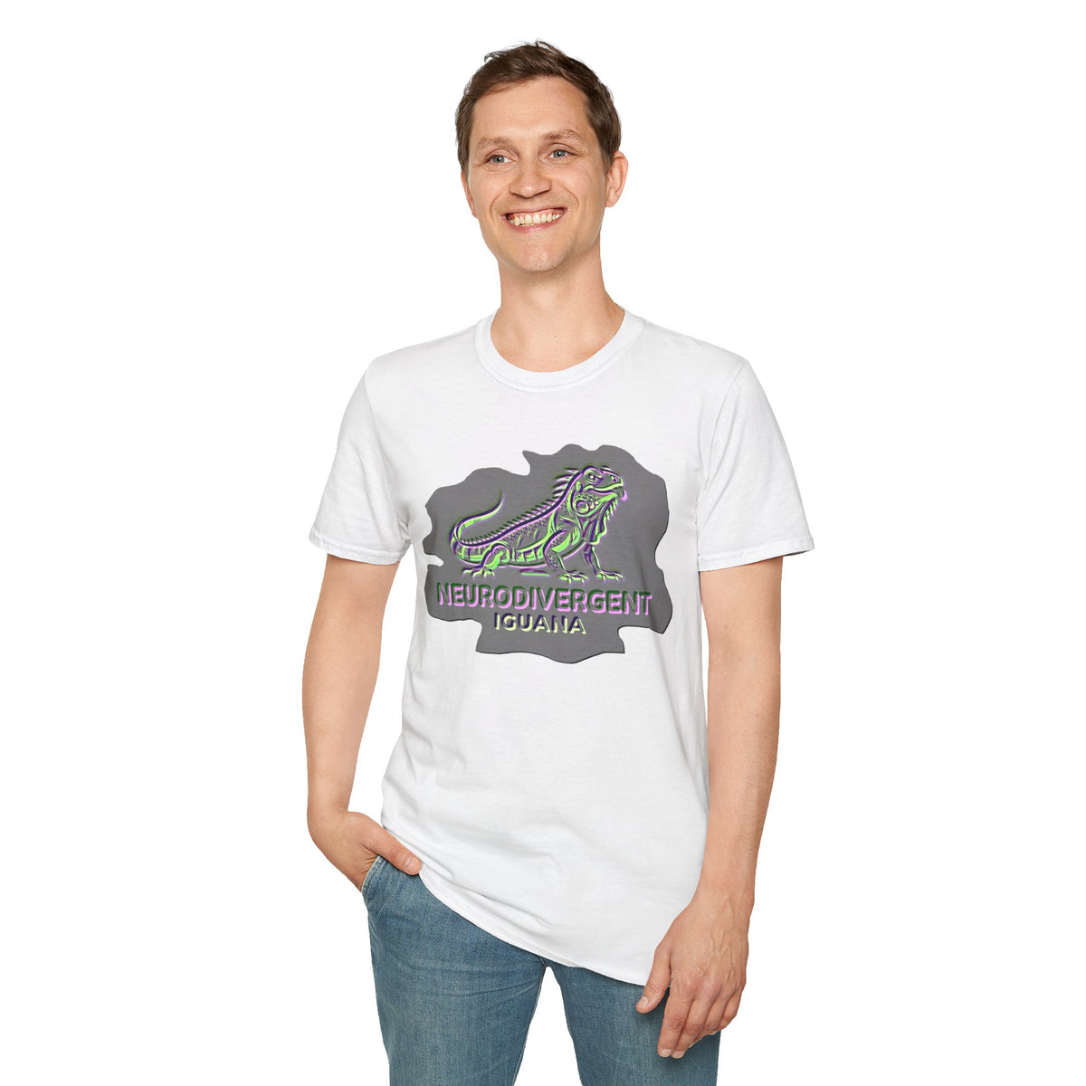 Neurodivergent Iguana T-Shirt — Colorful Pride lizard design