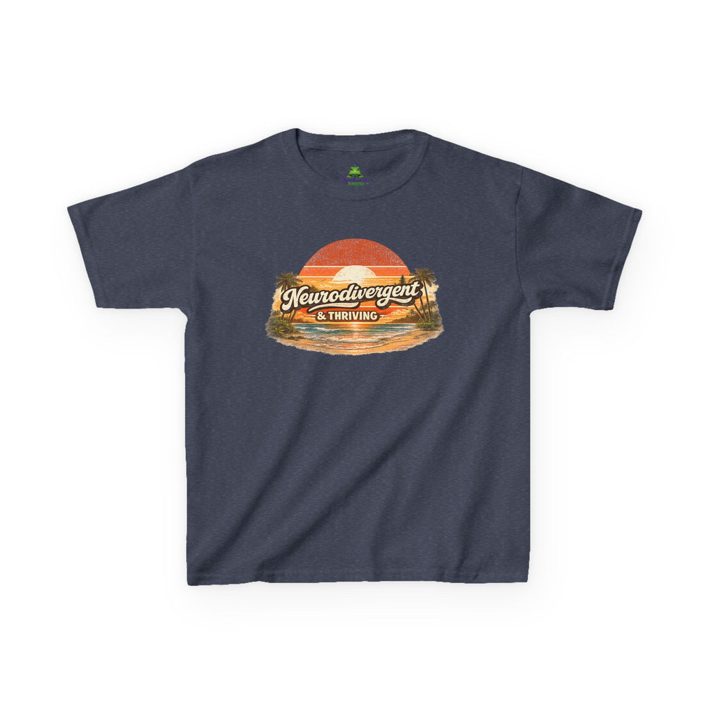 Kids T-Shirt — "Neurodivergent & Thriving" Retro Sunset Tee