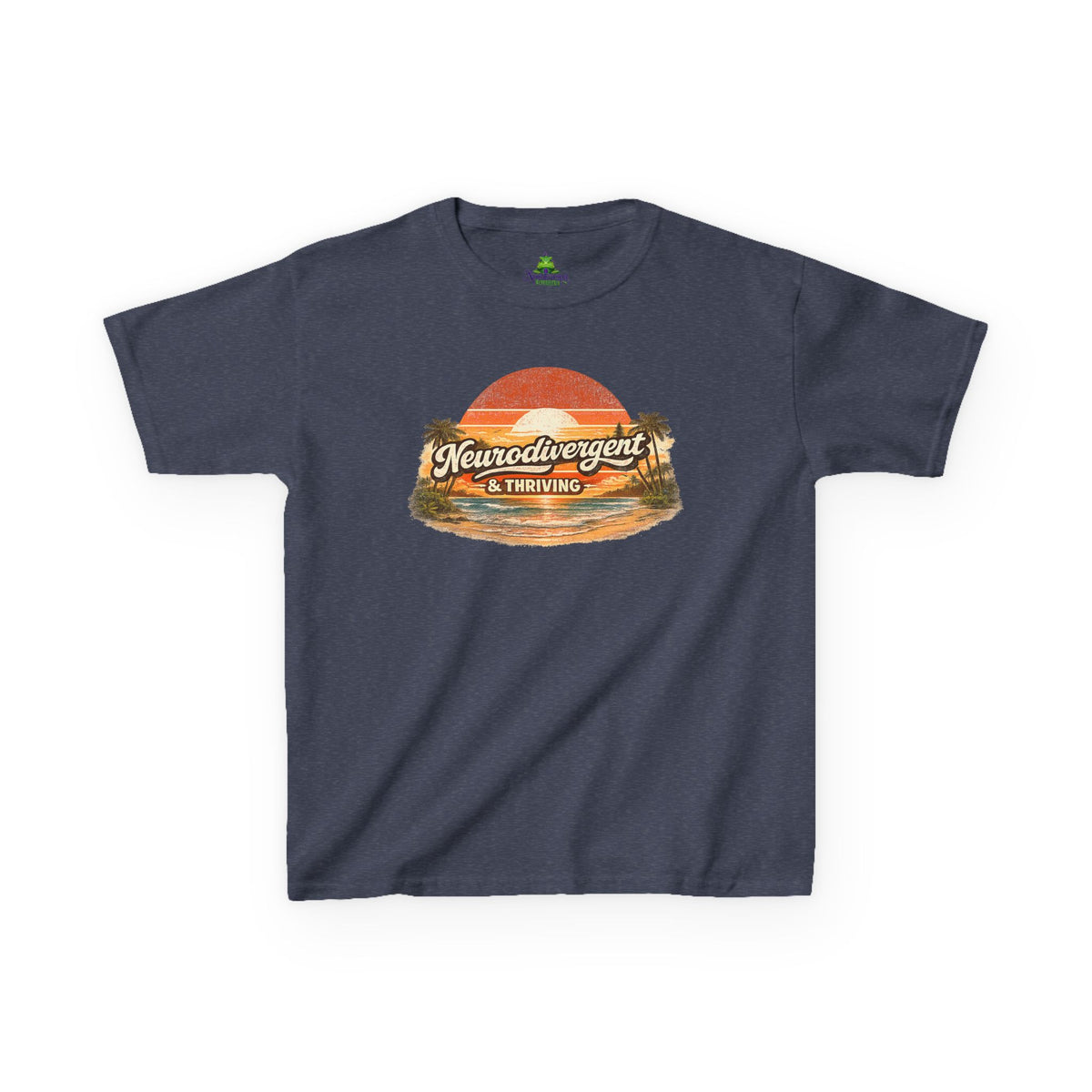 Kids T-Shirt — "Neurodivergent & Thriving" Retro Sunset Tee