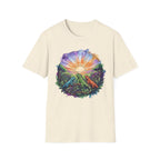 Sunrise Iguanas T-Shirt — Colorful Mountain Sunrise with Forest Trail
