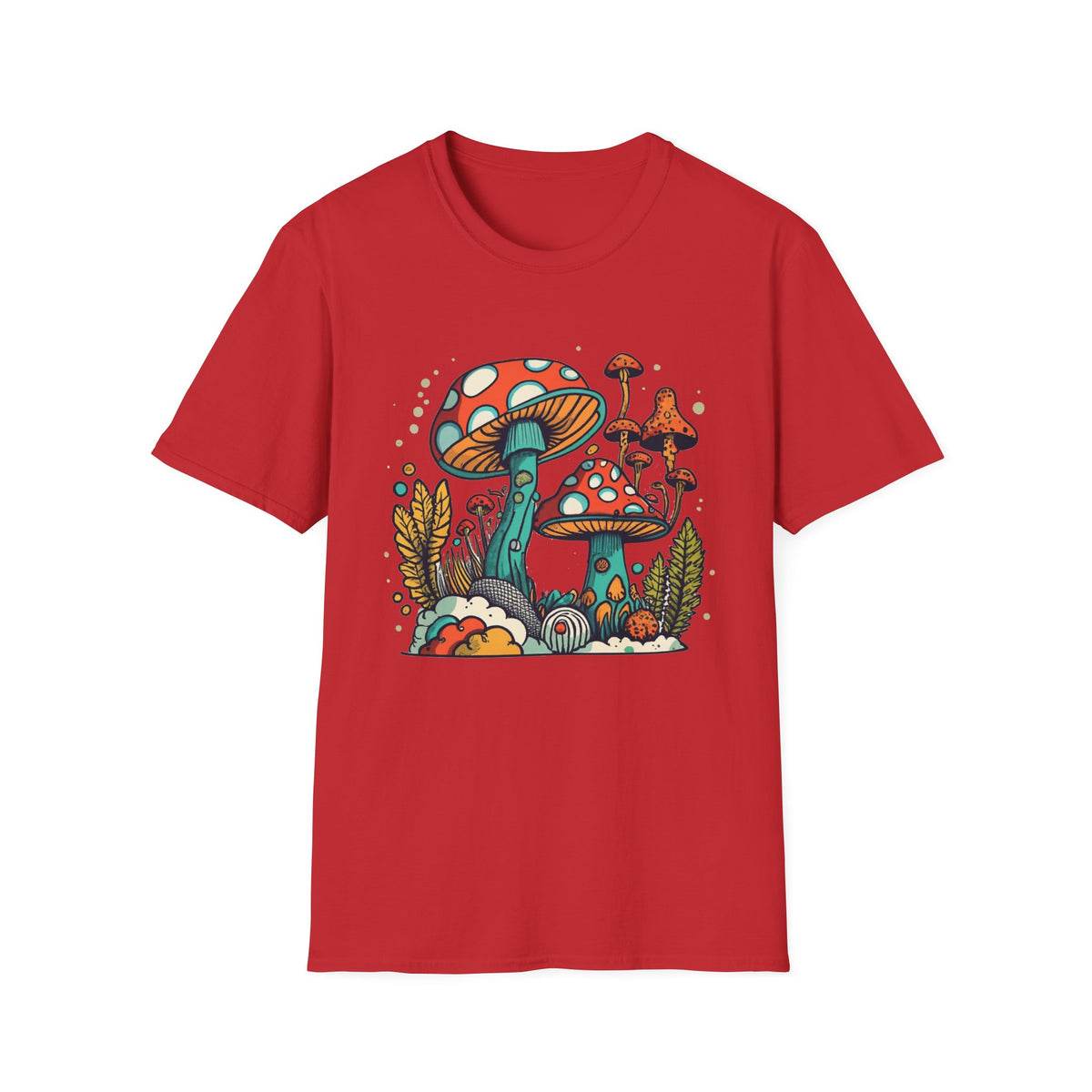 Mushroom Garden T-Shirt — Retro Psychedelic Fungi Illustration