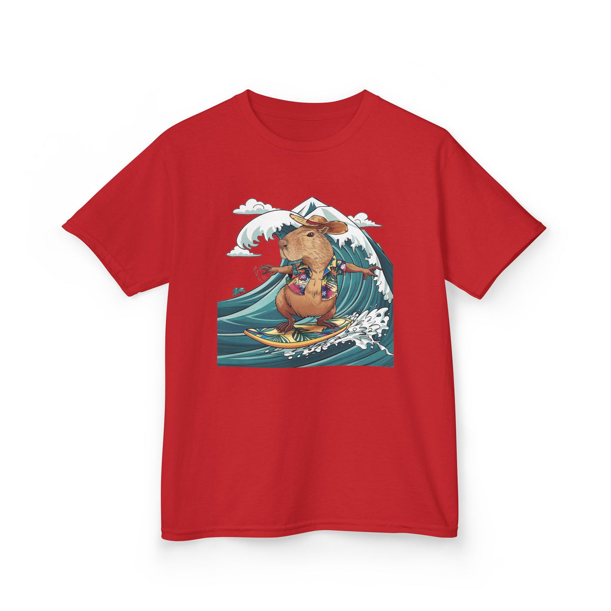 Kids Surfing Bear Graphic Tee — Cute Adventure Whale-Wave Design