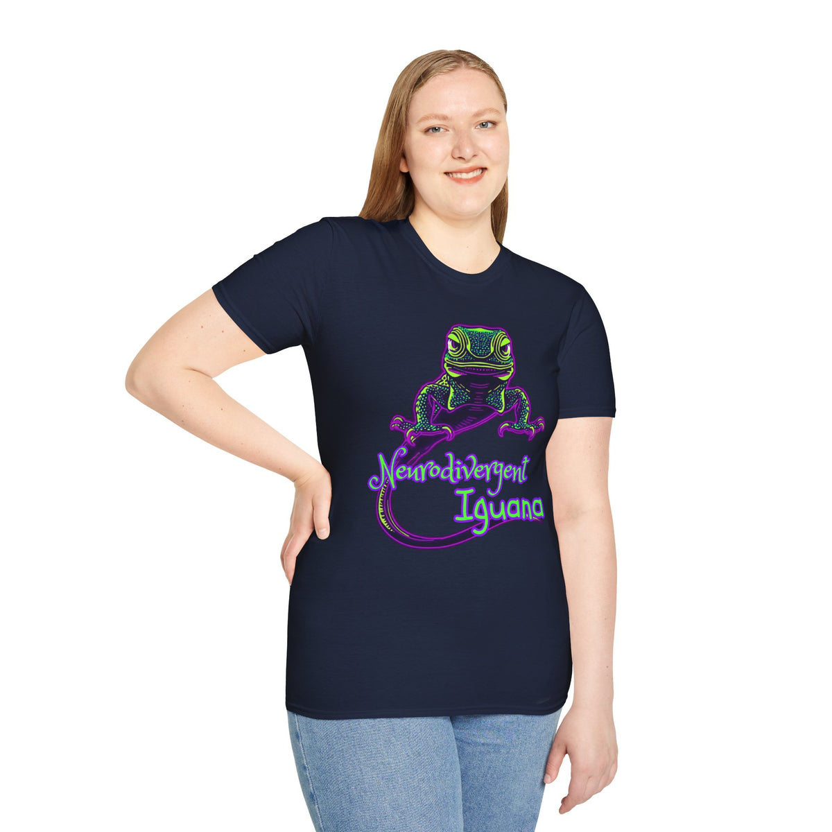 Neurodivergent Iguana T‑Shirt — Neon Lizard Pride Tee