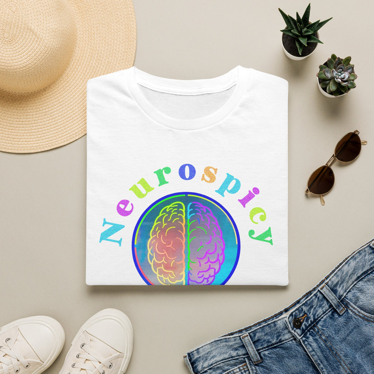 Neurospicy Rainbow Brain T‑Shirt — Colorful Science Apparel