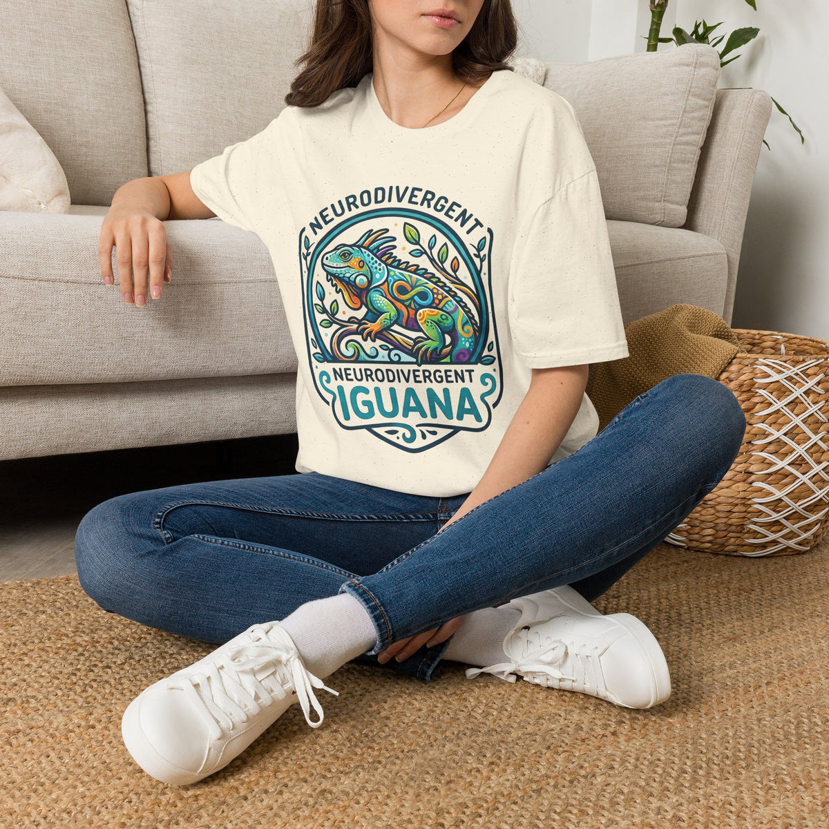 Neurodivergent Iguana T-Shirt — Colorful Pride Design