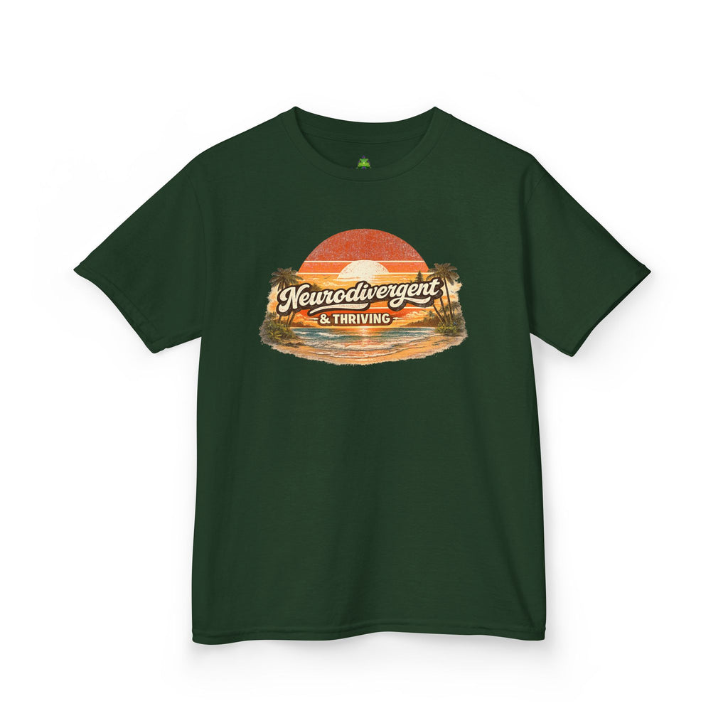Kids T-Shirt — "Neurodivergent & Thriving" Retro Sunset Tee