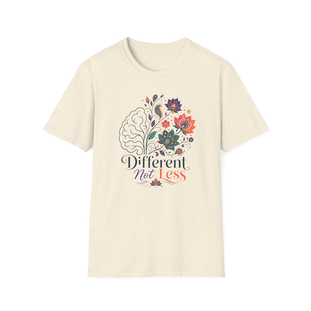 T-Shirt — 'Different Not Less' Floral Brain Awareness Tee