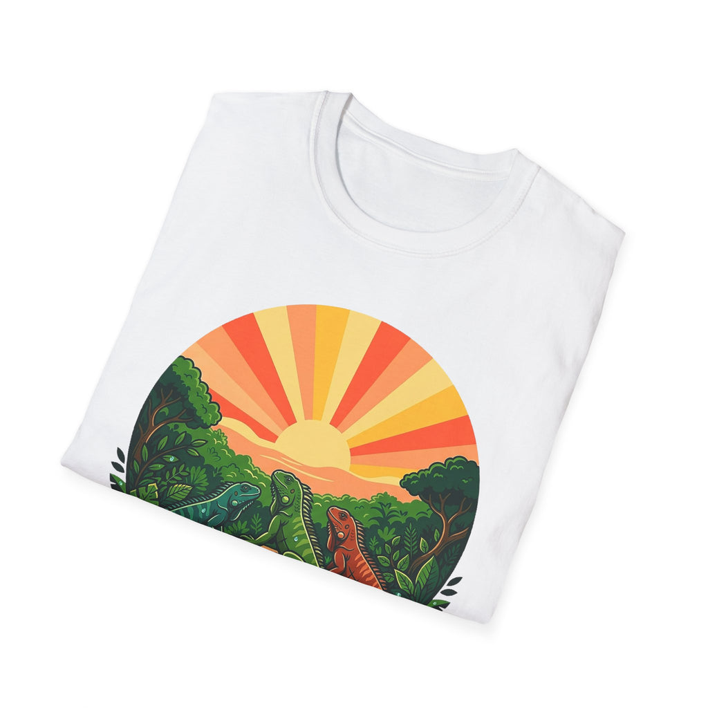 Sunrise Jungle T-Shirt — Tropical Iguana Sunset Graphic Tee