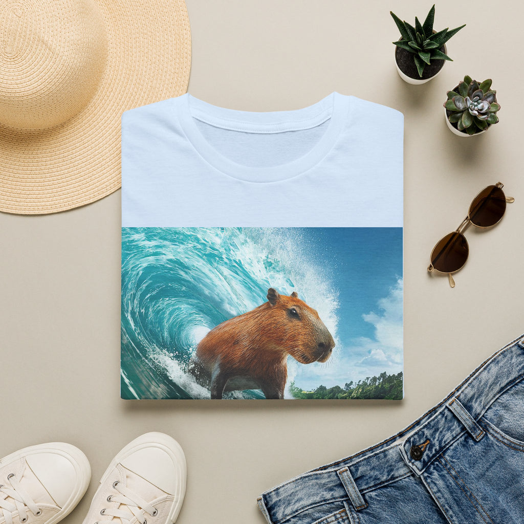 Capybara Surfing T-Shirt — Funny Animal Beach Tee