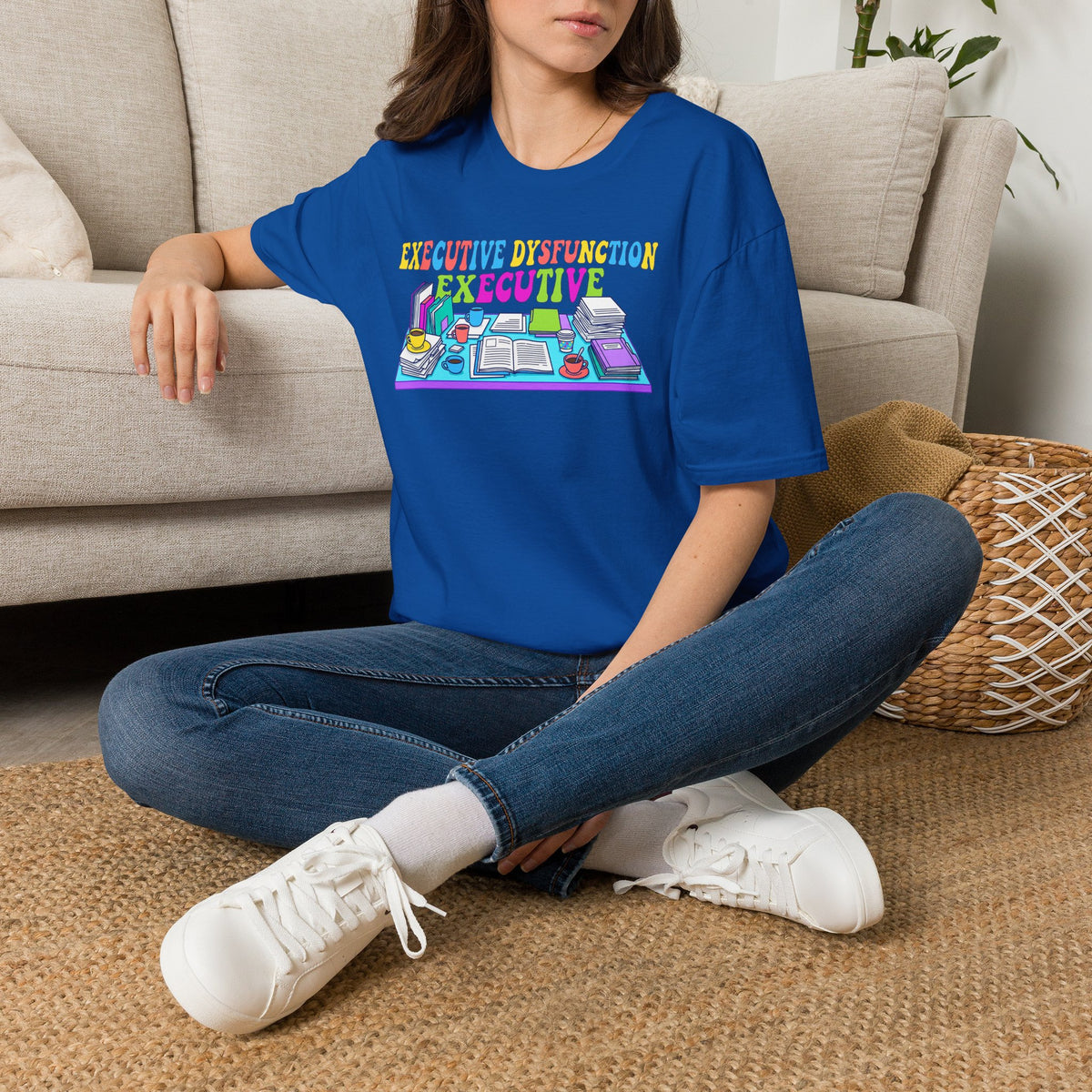Executive Dysfunction T-Shirt — Colorful Desk Illustration