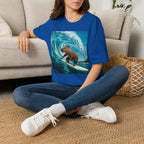 Surfing Capybara T-Shirt — Cute Animal Wave Graphic Tee