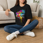 T-Shirt — Colorful "Be a Mensch, Do a Mitzvah" Splatter Tee for Jewish Celebrations