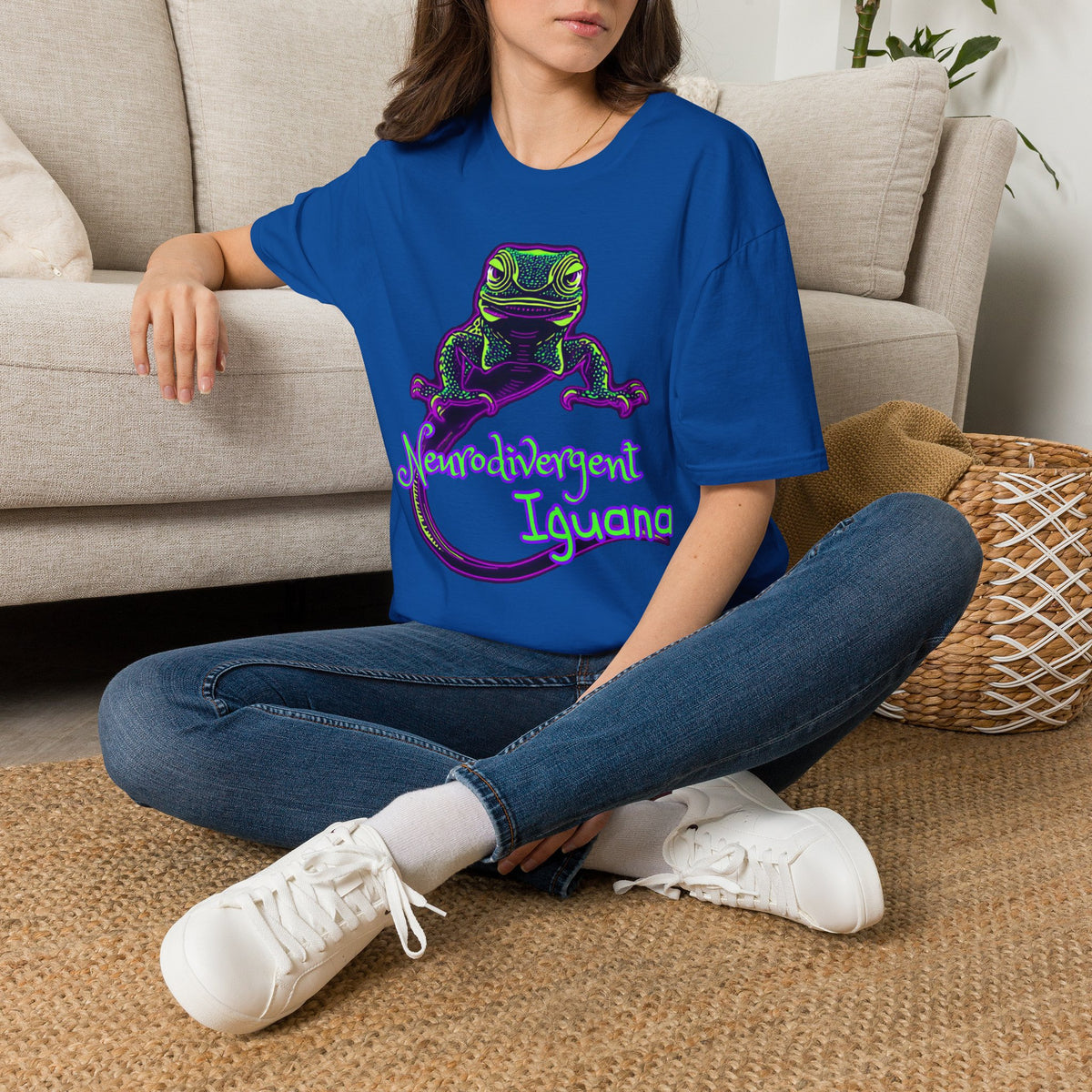 Neurodivergent Iguana T‑Shirt — Neon Lizard Pride Tee