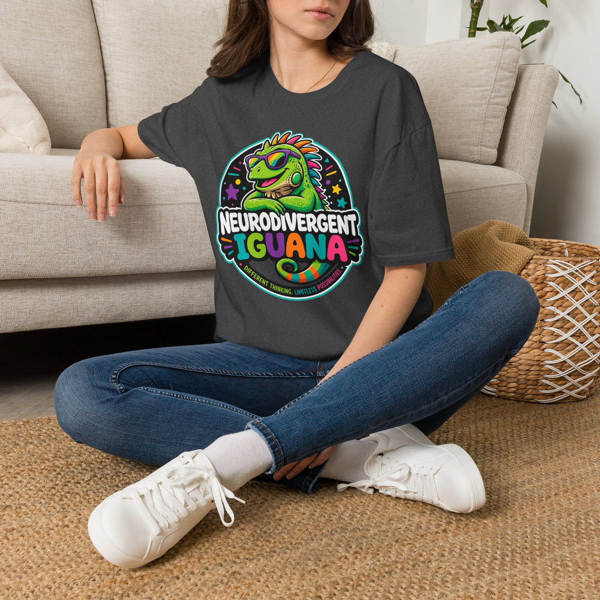 Neurodivergent Iguana T-Shirt — Colorful Pride Graphic Tee