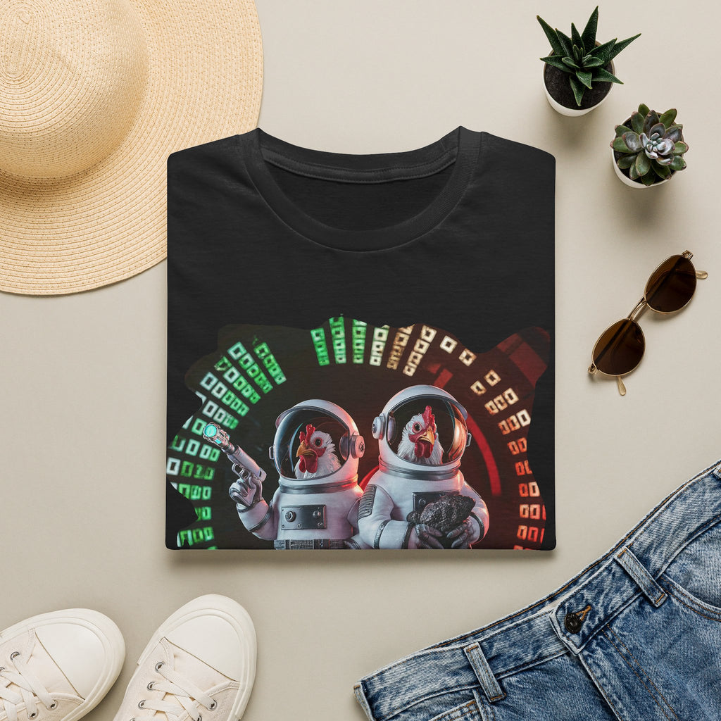 Astronaut Chickens Graphic Tee — Retro Space Vet Tech Chickens T‑Shirt