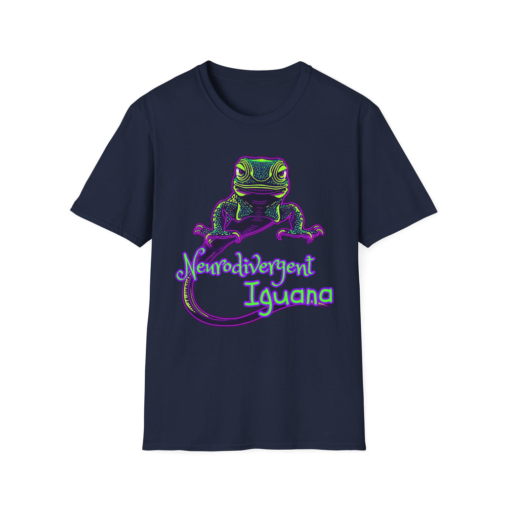 Neurodivergent Iguana T‑Shirt — Neon Lizard Pride Tee