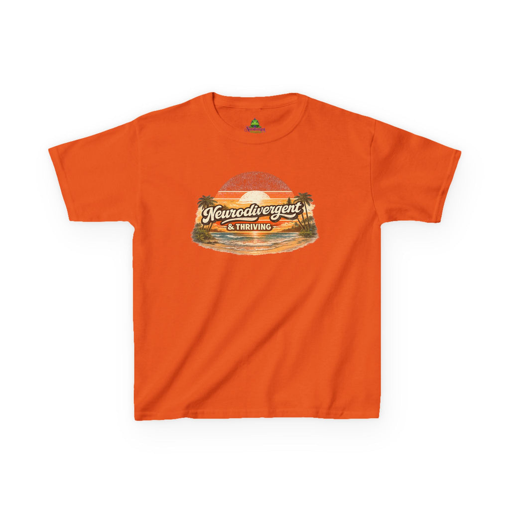 Kids T-Shirt — "Neurodivergent & Thriving" Retro Sunset Tee