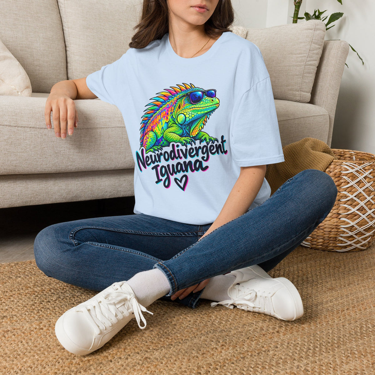 Neurodivergent Iguana T-Shirt – Colorful Pride Lizard Tee for Neurodiversity Awareness