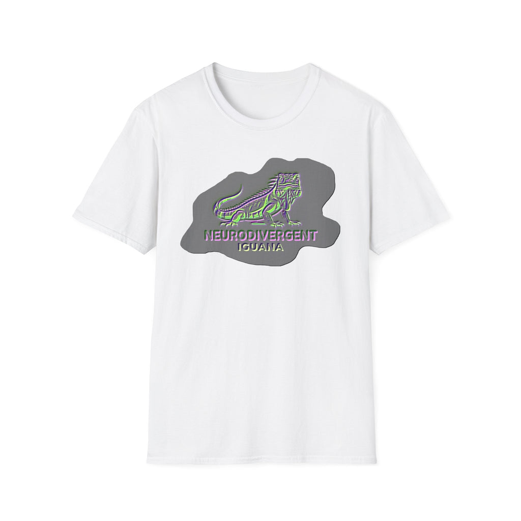 Neurodivergent Iguana Graphic T‑Shirt — Pride-Lit Earthtone Design
