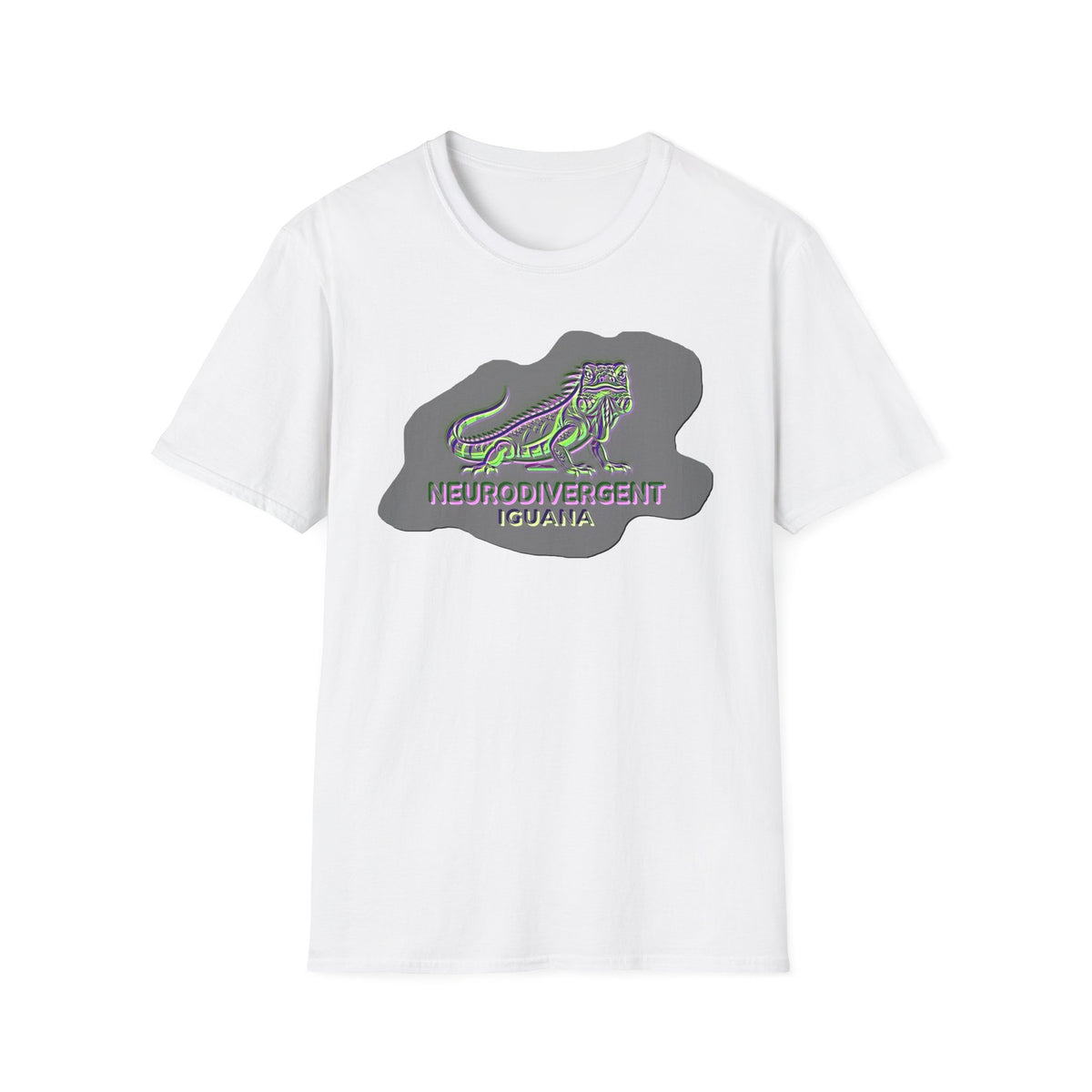 Neurodivergent Iguana Graphic T‑Shirt — Pride-Lit Earthtone Design