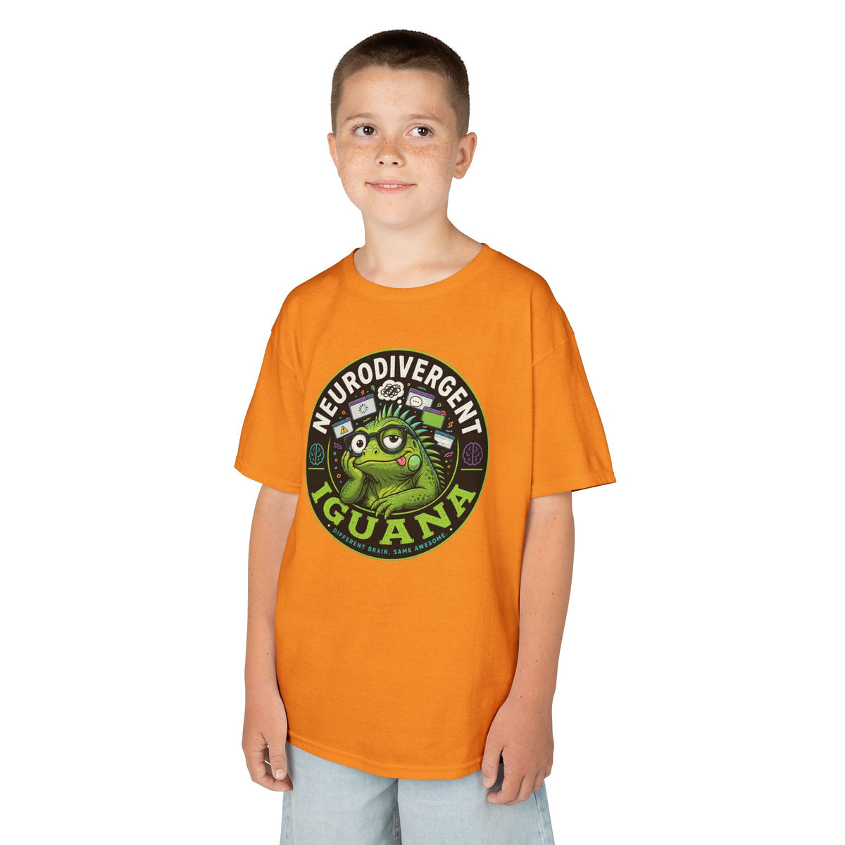 Kids T‑Shirt — "Neurodivergent Iguana" Graphic Tee