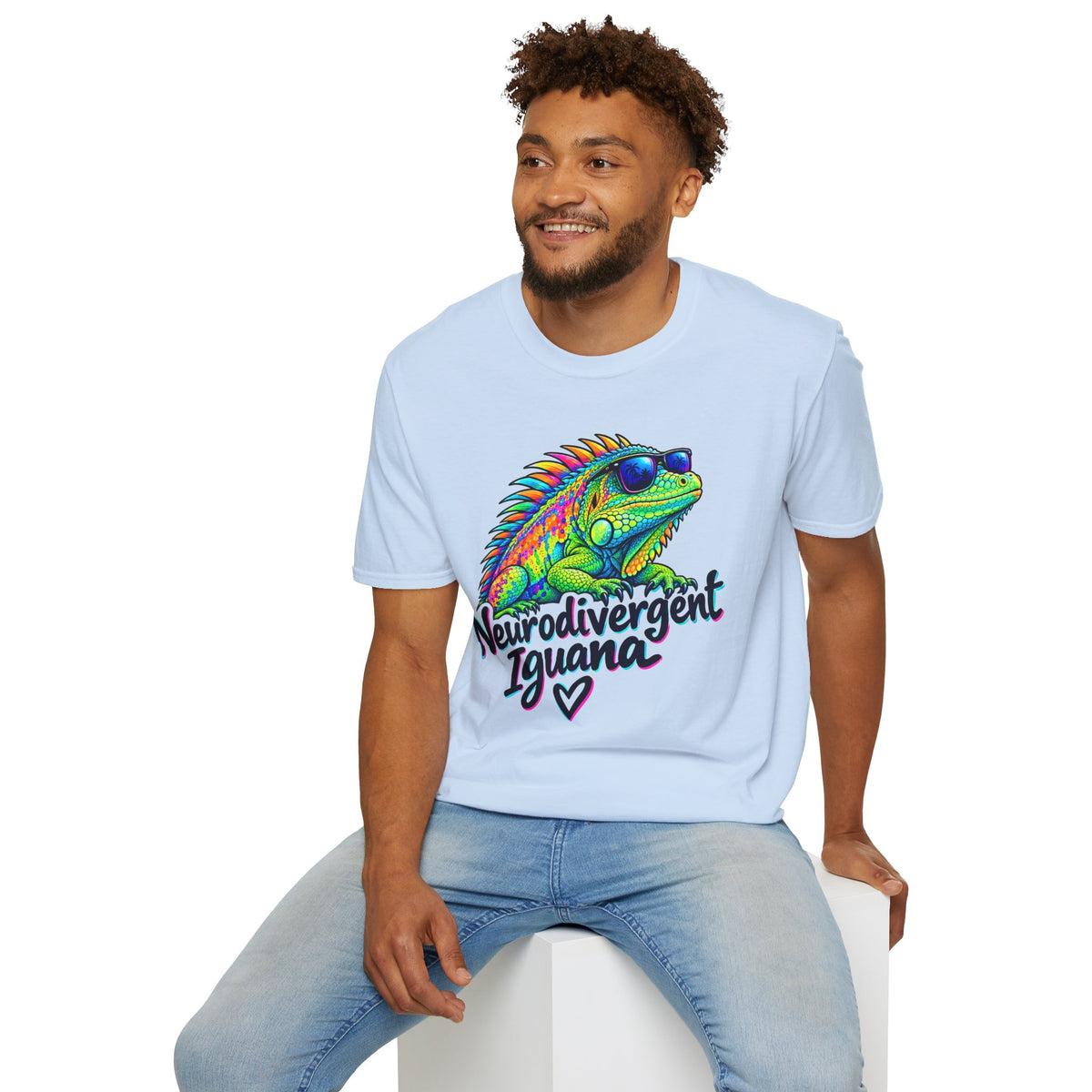 Neurodivergent Iguana T-Shirt – Colorful Pride Lizard Tee for Neurodiversity Awareness