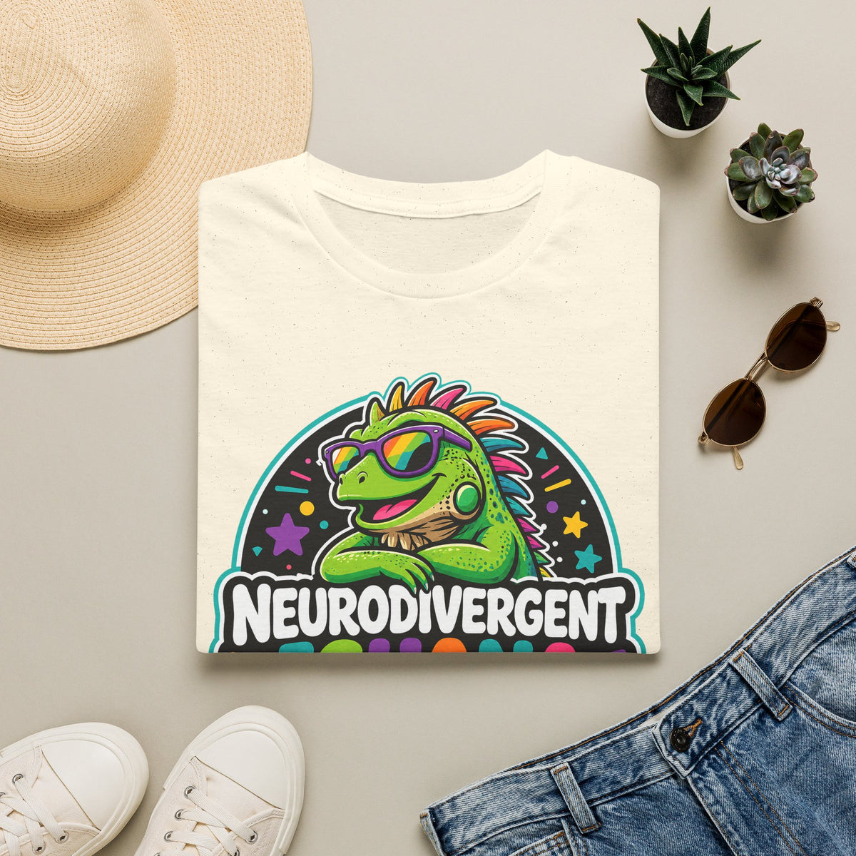 Neurodivergent Iguana T-Shirt — Colorful Pride Graphic Tee