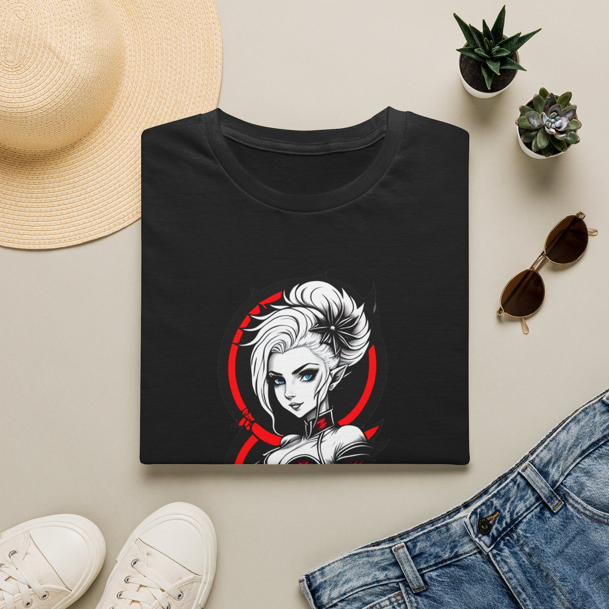 Vampy Gothic Girl Graphic Tee – Dark Anime Skull Design
